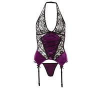 Cottelli Collection Guêpière Jarretelle avec Dentelle/String Taille S Lilas/Noir