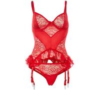 Cottelli Collection Lingerie Jarretière Chemise Basque, Rouge, Taille 75B/S Rouge