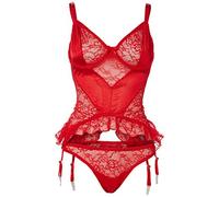 Cottelli Collection Lingerie Jarretière Chemise Basque, Rouge, Taille 85B/L Rouge
