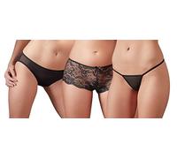 Cottelli Collection Lingerie Sexy Ensemble de Boxers String/Culotte pour Femme Noir Taille S