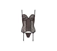 Cottelli Collection Lingerie Sexy Ensemble Entrejambe Ouvert Corps pour Femme Noir