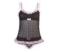 Cottelli Collection Nuisette/Culotte en Noir/Rose Taille L