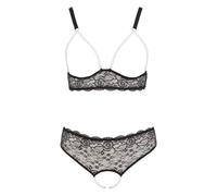 Cottelli Plus Size - ensemble soutien-gorge à perles (noir) - 2XL