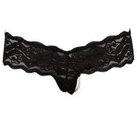 Cottelli Collection String avec Chaine de Perles Entrejambes Dentelle/Maille Noir Taille S