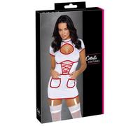 Cottelli COSTUMES Costume d'infirmière Robes sexy en cuir, latex ou vernies Blanc Rouge M
