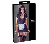 Cottelli - robe de soubrette avec porte-jarretelles (noir-blanc)