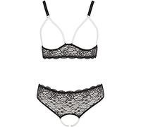 Cottelli Collection Ensemble soutien-gorge perlé et string grande taille Noir XL