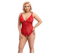 Cottelli Curves - body en dentelle transparente (rouge) - 2XL