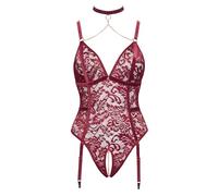 Cottelli CURVES Crotchless Body Femme Bordeaux 3XL
