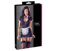 Cottelli Collection Costume de soubrette sexy avec porte-jarretelles et jarretières, Noir