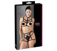 Cottelli - ensemble harnais décoratif pour le corps, lingerie trio (noir, S-L)