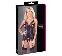 Cottelli - ensemble haut ouvert en dentelle et string - noir - XL