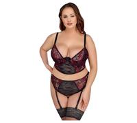 Cottelli - Ensemble lingerie grande taille - soutien-gorge - rouge - 90C/XL