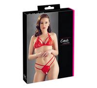 Ensemble soutien-gorge ouvert en dentelle rouge - L