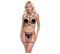 Cottelli - harnais corporel décoratif et string - noir - taille S-L