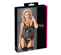 Cottelli - haut transparent à rayures brillantes (noir) - XL