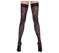 Cottelli Legwear - bas jarretières léopard - noir