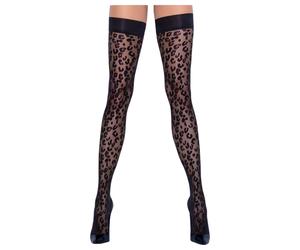 Cottelli Legwear - bas jarretières motif léopard (noir)