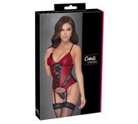 Cottelli Collection – Guêpière 26328023031 – Effet cuir, dentelle rouge et noire – Taille M