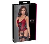 Cottelli LINGERIE Corset Et String Rouge/Noir Avec Appel Inserts de Dentelle