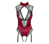 Cottelli Lingerie Crotchless Body pour femme, Rouge/noir, S