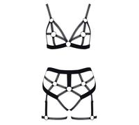 Cottelli LINGERIE - Ensemble Ouvert Soutien-gorge & String - Noir