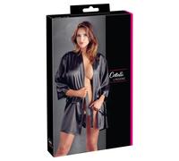Cottelli LINGERIE - Peignoir court en satin avec ceinture à nouer, noir, taille