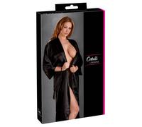 Cottelli LINGERIE - Robe longue en satin noir avec ceinture à nouer S/M