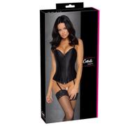 Cottelli Party - Corset satin avec porte-jarretelles (noir) - L