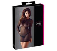 Cottelli PARTY Robe En Powernet Elastique Mini Robe Transparent Manches Longues