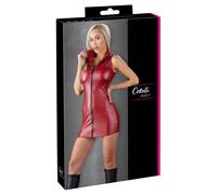 Cottelli PARTY - Robe mini rouge moulante et sexy avec fermeture éclair noire, t