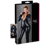 Cottelli Plus Size - combinaison moulante manches longues brillante - noir - 4XL