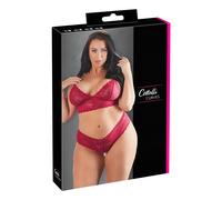 Cottelli Grande Taille - ensemble soutien-gorge en dentelle douce (rouge) - 4XL