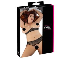 Cottelli Plus Size - ensemble soutien-gorge perlé - noir