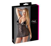 Cottelli Plus Size - nuisette en dentelle transparente noire - 4XL