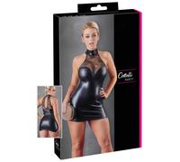 Cottelli - Robe mini en dentelle brillante avec col licou (noir) - XL