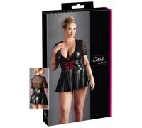 Cottelli - Robe grande taille brillante - corset rouge - noir - XXXXL