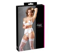 Cottelli - ensemble corset à lacets en dentelle (blanc) - 85C/L