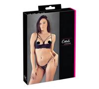 Cottelli - soutien-gorge ouvert à bretelles avec anneaux et string - noir - 85B/L