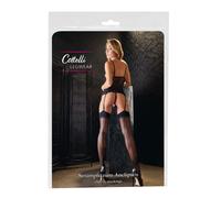 Cottelli Soyeux, -euse Bas Avec Talon Haut Et Couture Décorative Clip Du en Noir