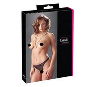 String Ouvert Dentelle et Perles - Taille : L