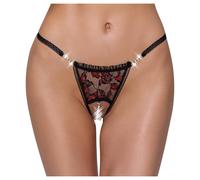 Cottelli - string perlé luxueux à motif rose - noir - M/L
