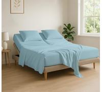 Cottingon Flex Top King Bettlaken für Schlaf- und Zahlenbett, 100% Laine de Coton, Fadenzahl 400, 4 pièces, Flex Head King 86,4 cm obere Split-Bettlaken für BIS zu 16" Tiefe Matratzen (Leicht Blau)