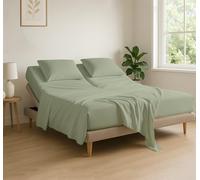 Cottingon Lot de 4 draps Flex Top pour lit numéro de Sommeil, 100% Coton égyptien - 400 Fils au Pouce carré - pour lit à Matelas séparés (4 pièces) - Sauge