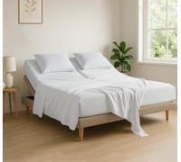 Cottingon Parure de lit 4 pièces pour très Grand lit à tête Flexible, 86,4 cm, draps à Deux Places pour Lits réglables à Nombre de Sommeil, Doux et Respirant, 100% Coton égyptien, Convient aux