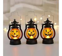COTTNY 3PCS Lanterne Citrouille Lumineux Flash pour Les Enfants À L'extérieur, Lumières LED avec Décorations d'halloween Piles, Lumière De Intérieur Extérieur Décor Ornements Yellow