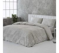 COTTON ARTean Housse de couette pour lit de 90 cm en coton organique réversible motif Lezo, beige, housse de couette de 150 x 220 cm + 1 taie d'oreiller + drap-housse réglable.