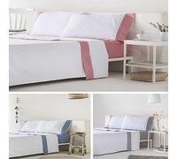 COTTON ARTean Parure de lit 3 pièces en coton biologique IZKI corail 90 x 190/200 cm : drap plat, 1 taie d'oreiller, drap-housse ajustable Gots.