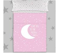 COTTON ARTean Parure de lit enfant pour lit de 90 cm en coton Moon Pink