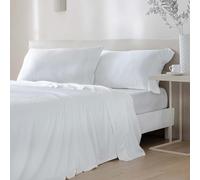 COTTON ARTean Underzy Parure de lit 3 pièces en bambou organique blanc 105 x 190/200 cm : drap plat, 1 taie d'oreiller, drap-housse ajustable
